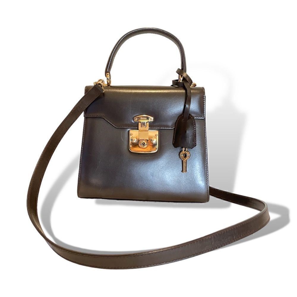 GUCCI Lady Lock Leather 2-Way Vintage Handbag